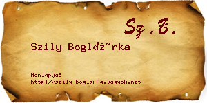 Szily Boglárka névjegykártya